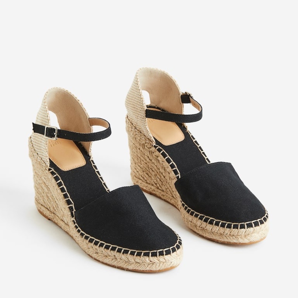 H&M Black and Tan Espadrille Wedges